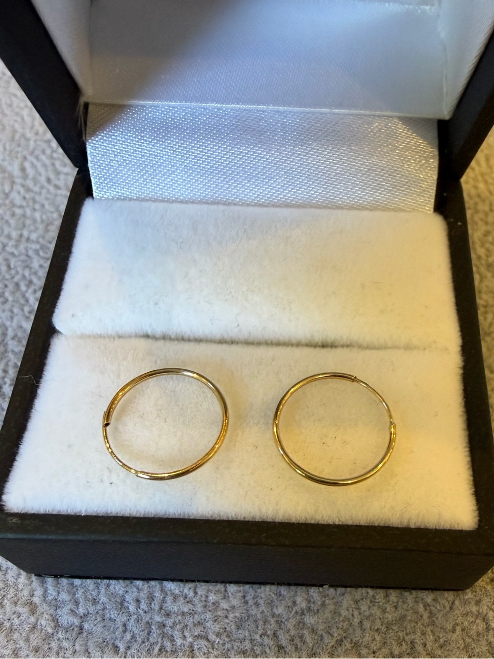 10k Yellow Gold Tiny Sleeper Hoop Earrings - 12mm